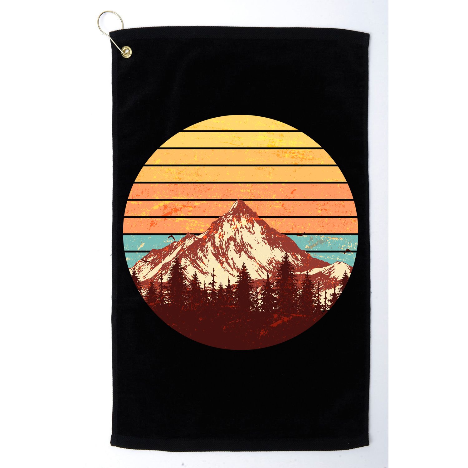 Retro Nature Mountains Golf Towel