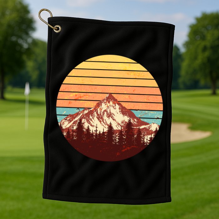 Retro Nature Mountains Golf Towel