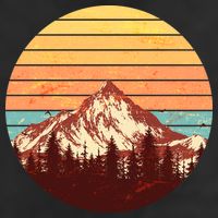 Retro Nature Mountains Golf Towel