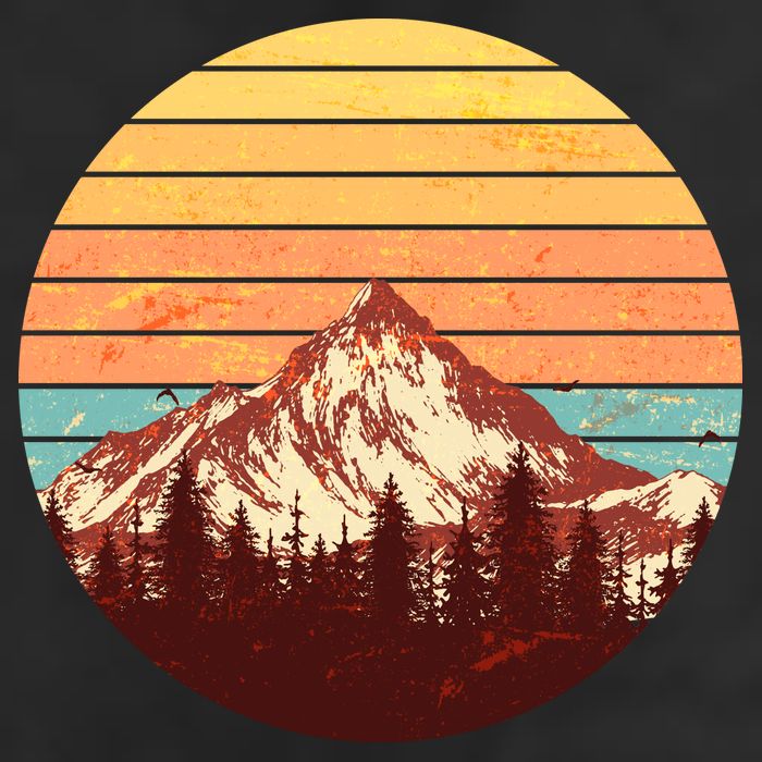 Retro Nature Mountains Golf Towel
