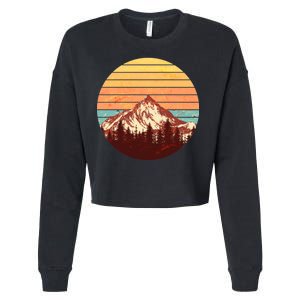 Retro Nature Mountains Cropped Pullover Crew