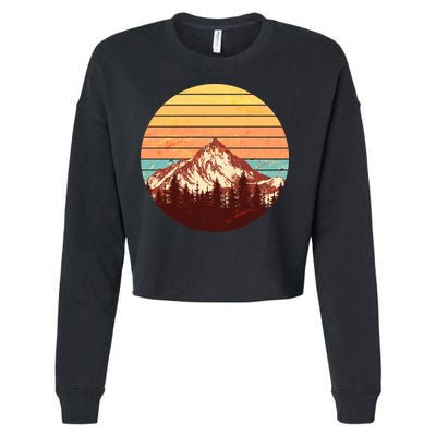 Retro Nature Mountains Cropped Pullover Crew