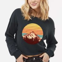 Retro Nature Mountains Cropped Pullover Crew