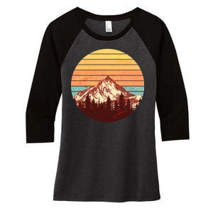 Retro Nature Mountains Women's Tri-Blend 3/4-Sleeve Raglan Shirt