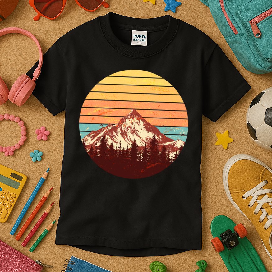 Retro Nature Mountains Kids T-Shirt