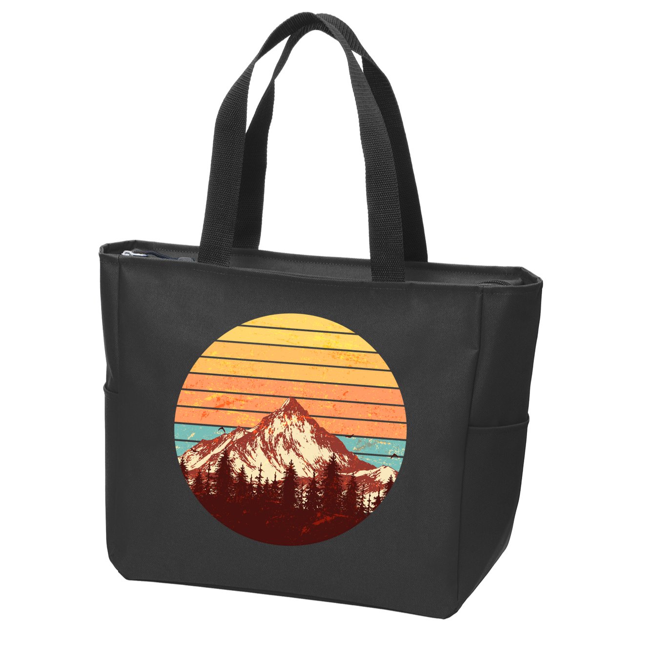 Retro Nature Mountains Zip Tote Bag