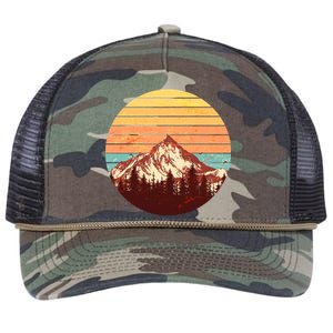 Retro Nature Mountains Retro Rope Trucker Hat Cap