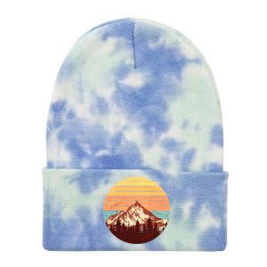 Retro Nature Mountains Tie Dye 12in Knit Beanie