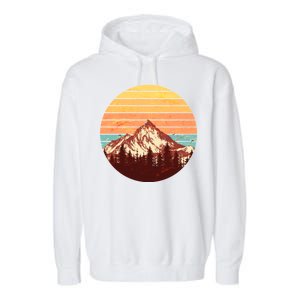 Retro Nature Mountains Garment-Dyed Fleece Hoodie