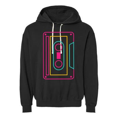 Retro Neon Cassette Tape Garment-Dyed Fleece Hoodie