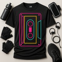 Retro Neon Cassette Tape Cooling Performance Crew T-Shirt