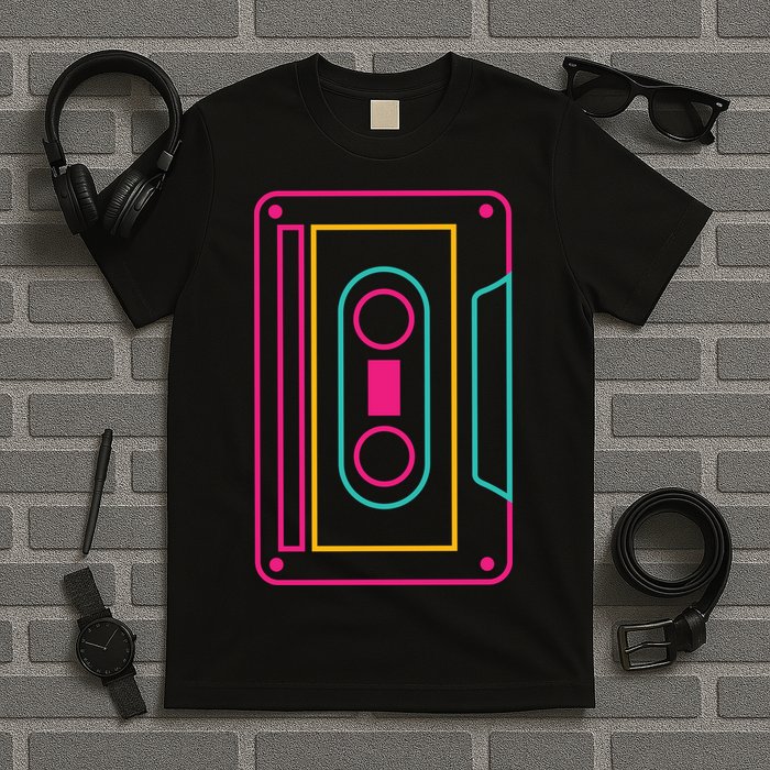 Retro Neon Cassette Tape T-Shirt