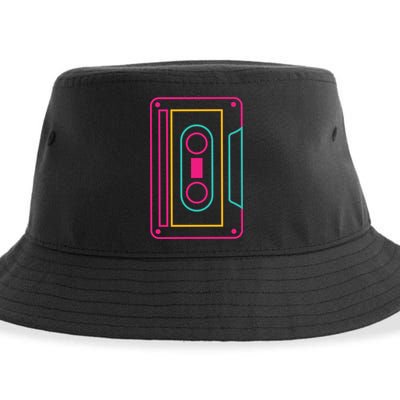 Retro Neon Cassette Tape Sustainable Bucket Hat