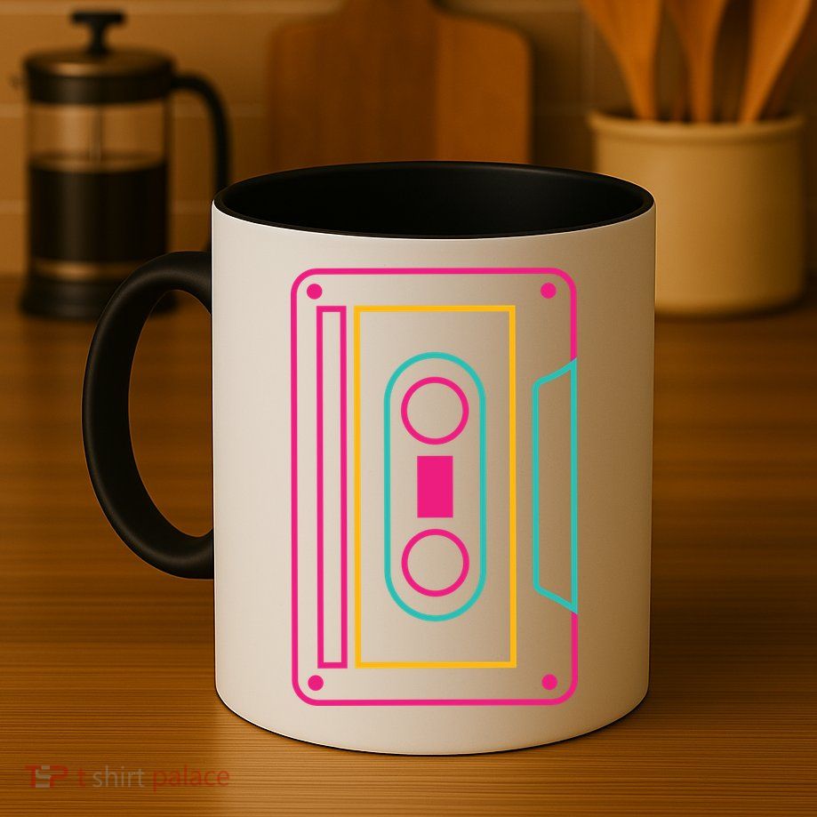 Retro Neon Cassette Tape Mug