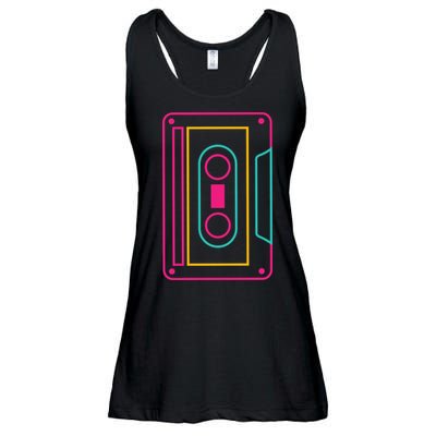 Retro Neon Cassette Tape Ladies Essential Flowy Tank