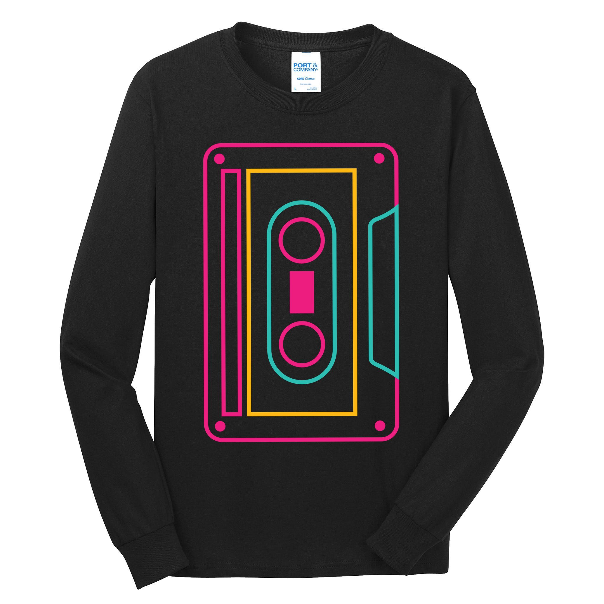 Retro Neon Cassette Tape Tall Long Sleeve T-Shirt