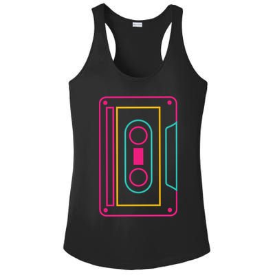 Retro Neon Cassette Tape Ladies PosiCharge Competitor Racerback Tank