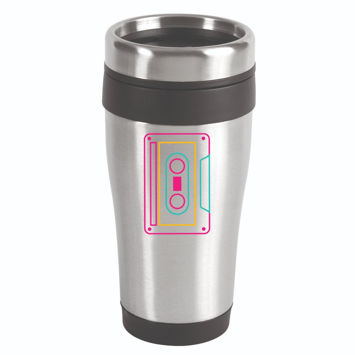 Retro Neon Cassette Tape 16oz Travel Tumbler