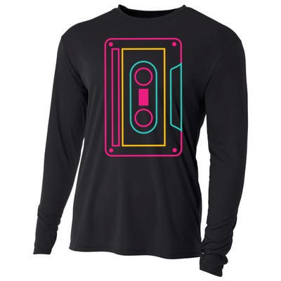 Retro Neon Cassette Tape Cooling Performance Long Sleeve Crew