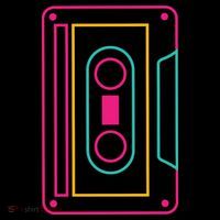 Retro Neon Cassette Tape Poster