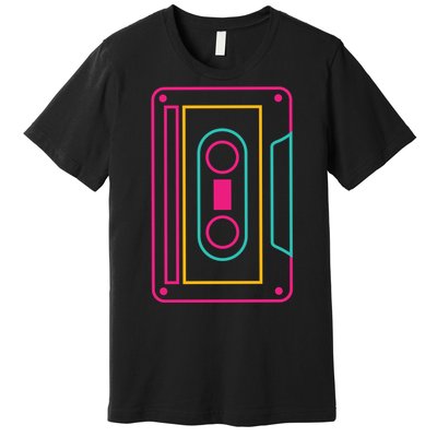 Retro Neon Cassette Tape Premium T-Shirt