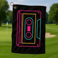 Retro Neon Cassette Tape Golf Towel