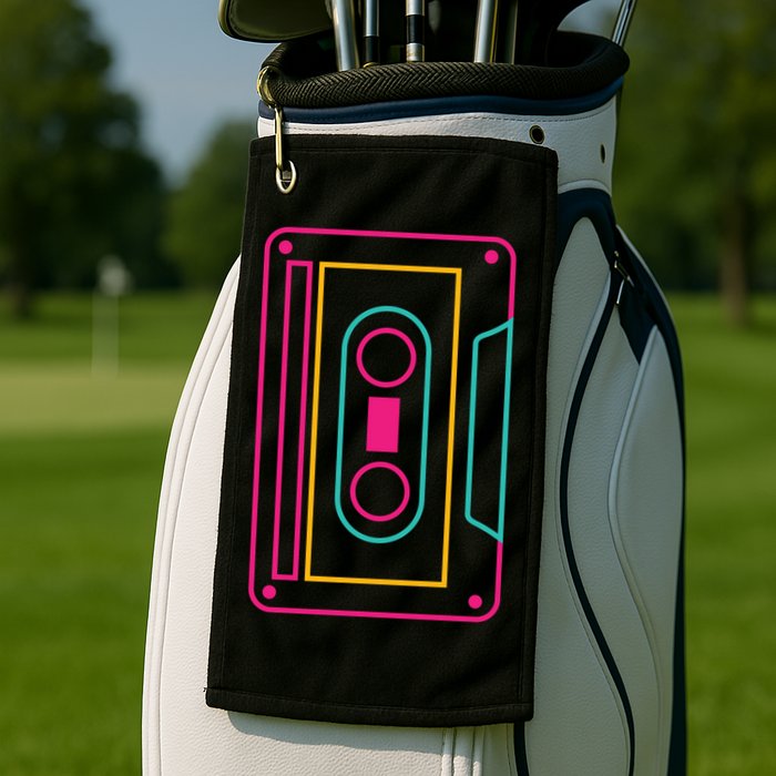 Retro Neon Cassette Tape Golf Towel