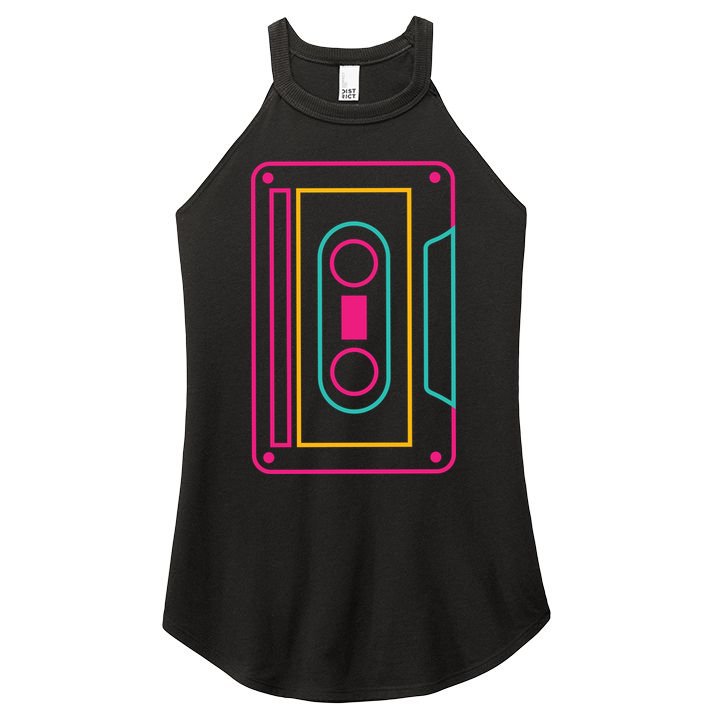 Retro Neon Cassette Tape Women's Perfect Tri Rocker Tank