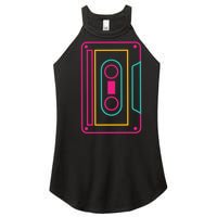 Retro Neon Cassette Tape Women’s Perfect Tri Rocker Tank