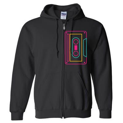 Retro Neon Cassette Tape Full Zip Hoodie