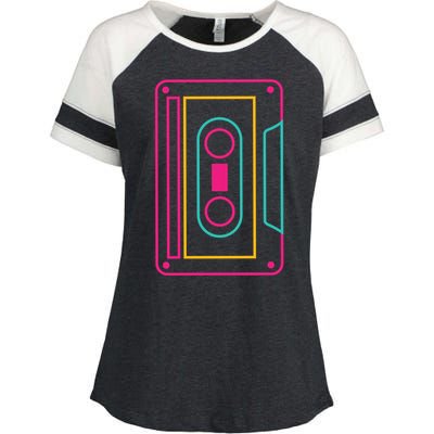 Retro Neon Cassette Tape Enza Ladies Jersey Colorblock Tee