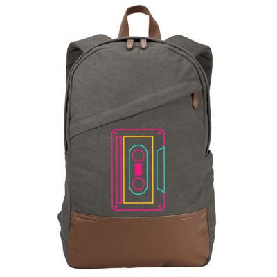 Retro Neon Cassette Tape Cotton Canvas Backpack