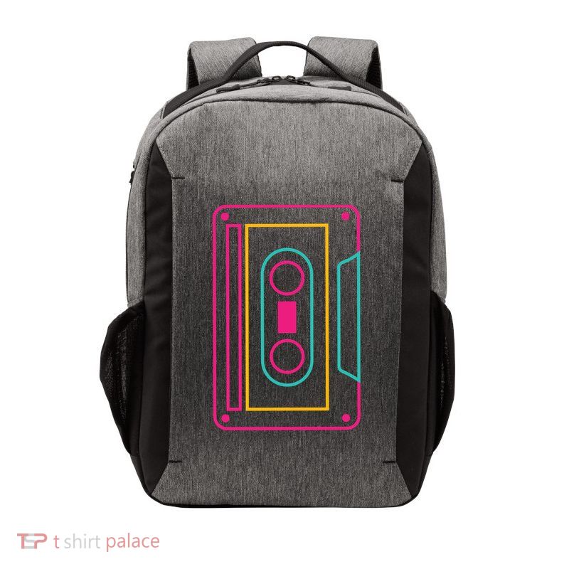 Retro Neon Cassette Tape Vector Backpack