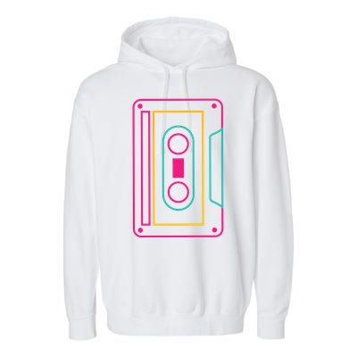 Retro Neon Cassette Tape Garment-Dyed Fleece Hoodie