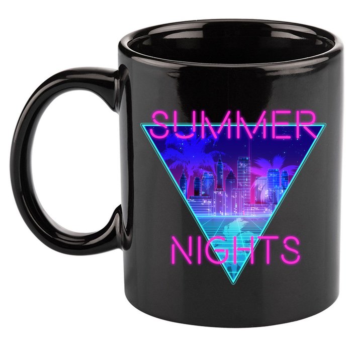 Retro Neon City Summer Nights 11oz C Handle Ceramic Mug