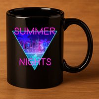 Retro Neon City Summer Nights 11oz C Handle Ceramic Mug