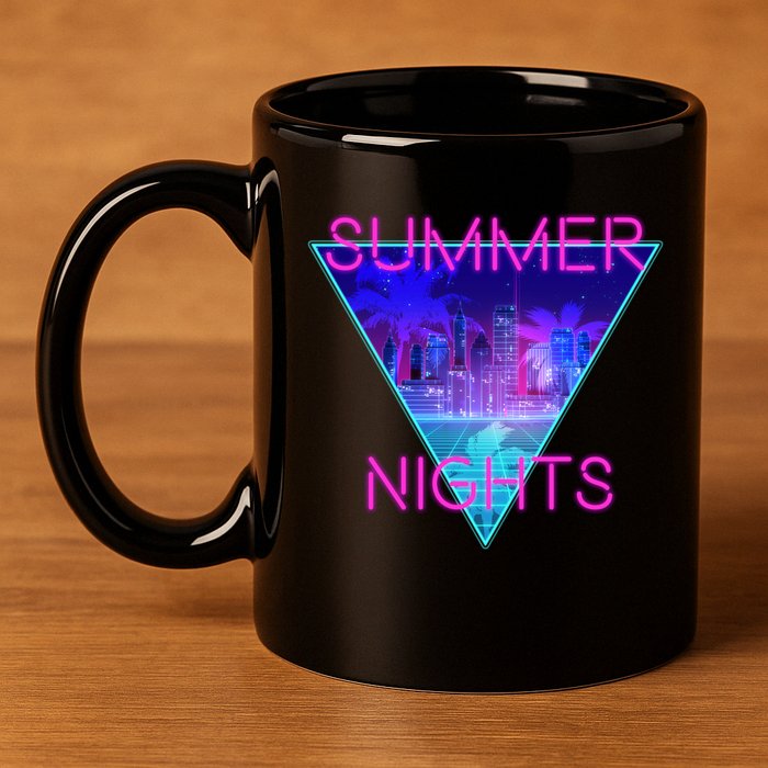Retro Neon City Summer Nights 11oz C Handle Ceramic Mug