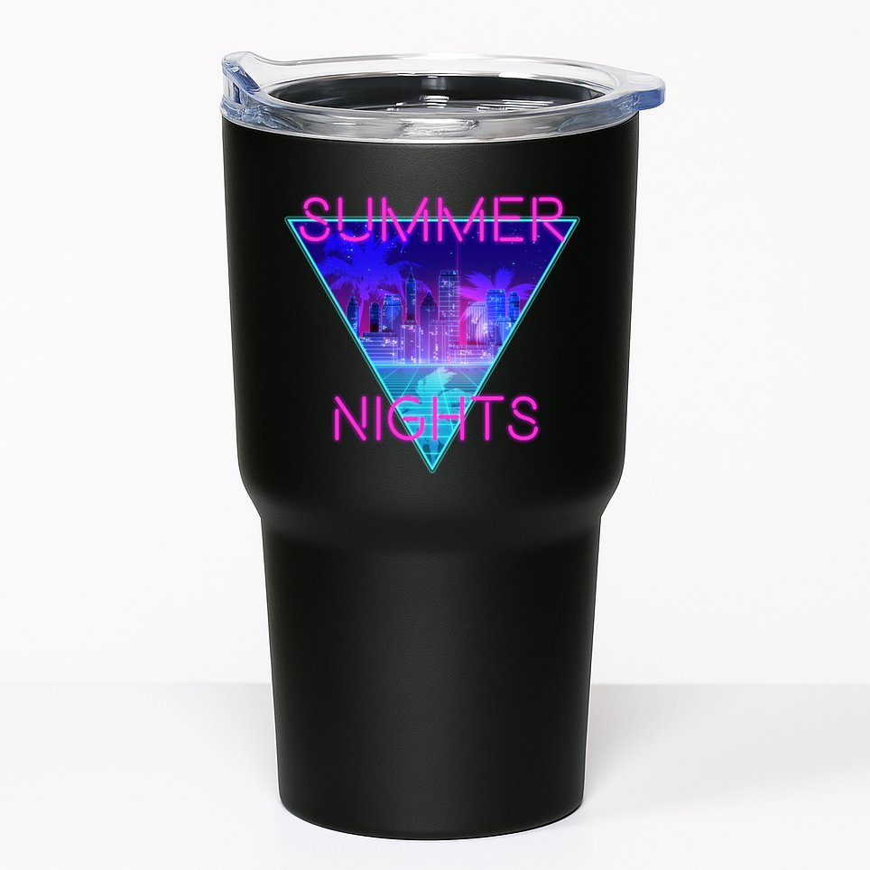Retro Neon City Summer Nights Tumbler