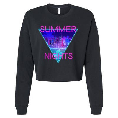 Retro Neon City Summer Nights Cropped Pullover Crew