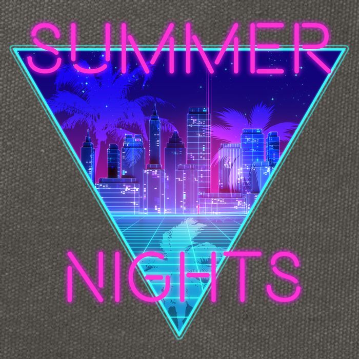 Retro Neon City Summer Nights Cotton Canvas Backpack