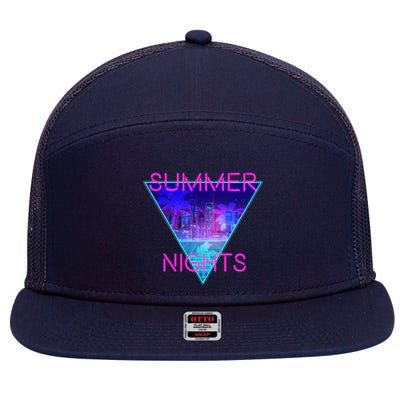 Retro Neon City Summer Nights 7 Panel Mesh Trucker Snapback Hat