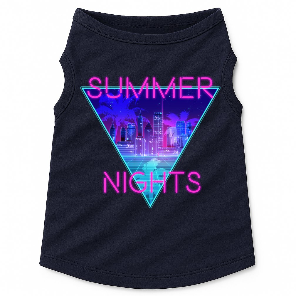 Retro Neon City Summer Nights Doggie Tank