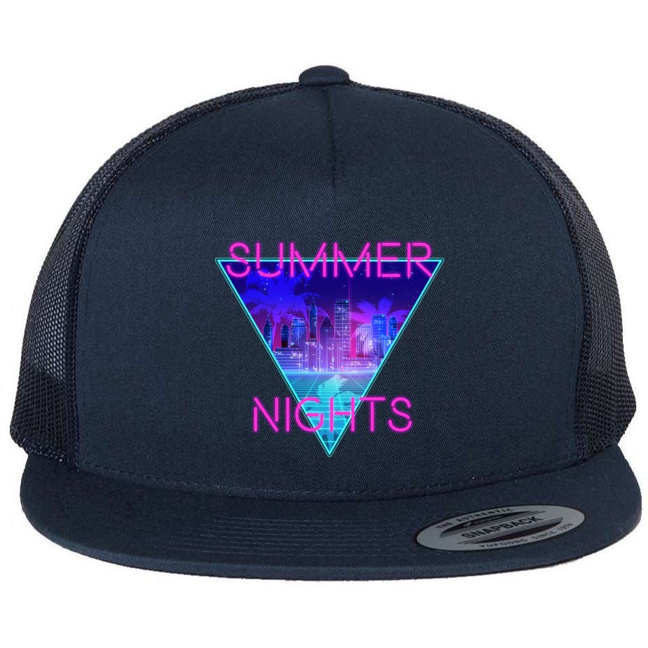 Retro Neon City Summer Nights Flat Bill Trucker Hat