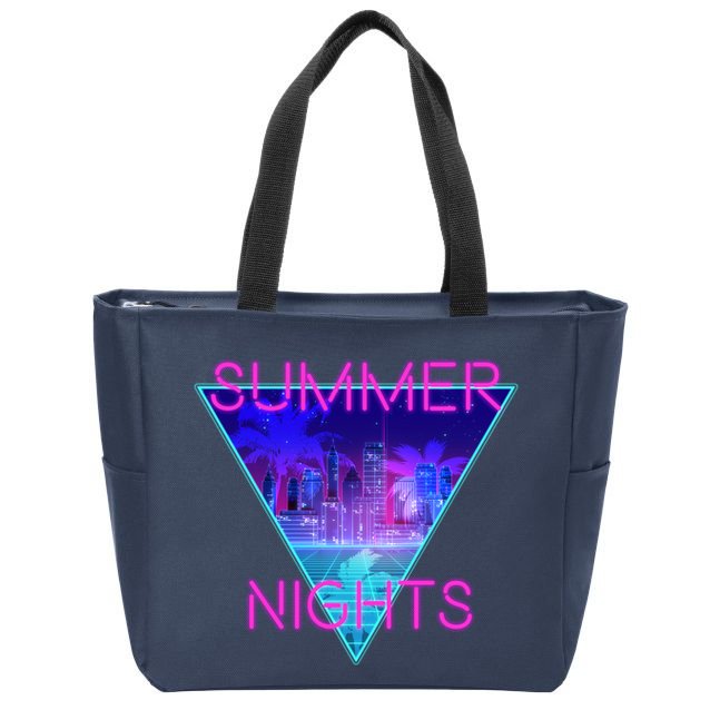 Retro Neon City Summer Nights Zip Tote Bag