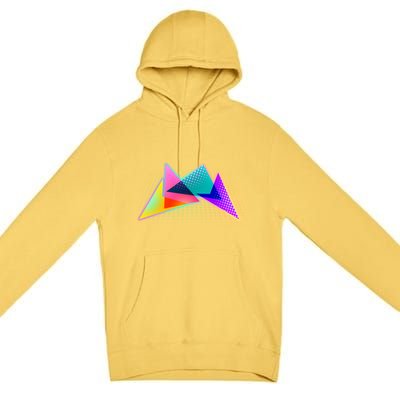 Retro Neon Geometric  Premium Pullover Hoodie