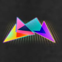 Retro Neon Geometric  7 Panel Mesh Trucker Snapback Hat