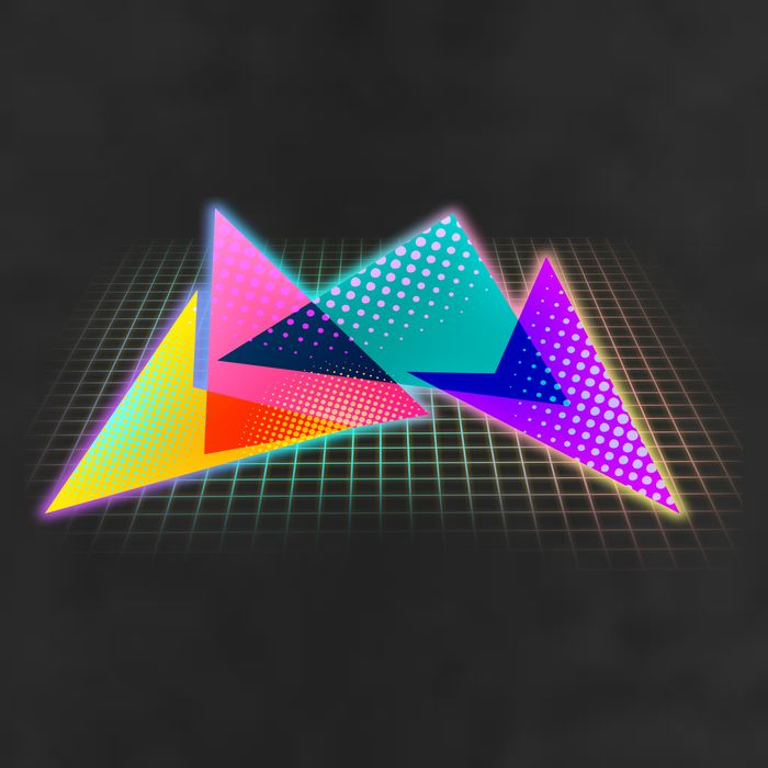 Retro Neon Geometric  7 Panel Mesh Trucker Snapback Hat