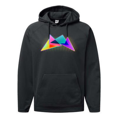 Retro Neon Geometric  Performance Fleece Hoodie