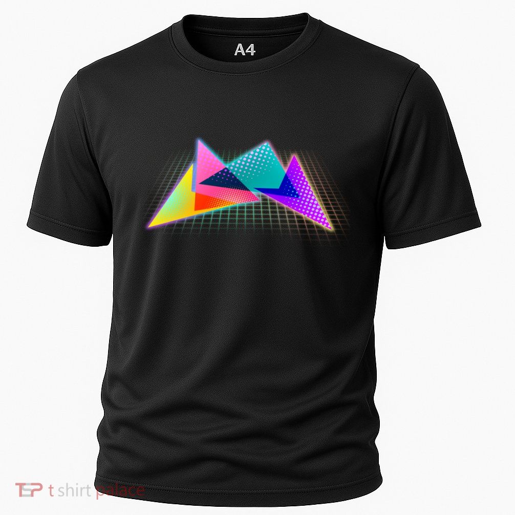Retro Neon Geometric  Cooling Performance Crew T-Shirt