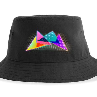 Retro Neon Geometric  Sustainable Bucket Hat